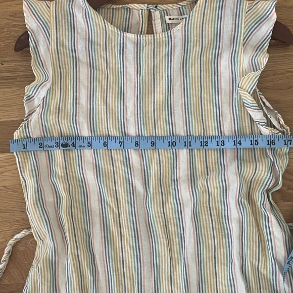 Marine Layer Womans size XS Laney Mini Dress Beachy Stripe Beige Linen Blend - Picture 10 of 12